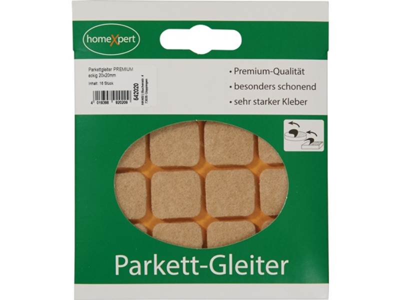 542020 Parkettgleiter 20 x 20 mm Filz natur eckig selbstklebend