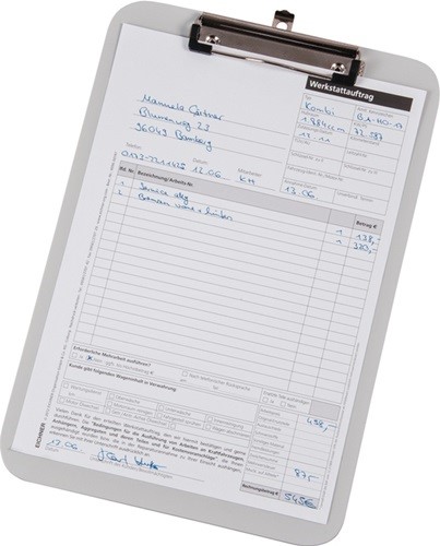 EICHNER 9015-00589 Klemmbrett  ABS mit ausziehbarer Hakenöse DIN A4 grau