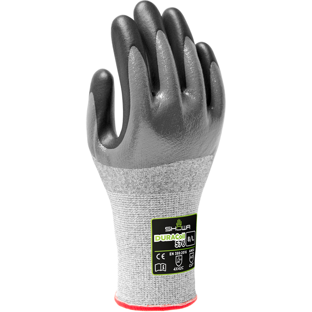 SHOWA® 576 Handschuh Gr.9 (XL) Schnittschutz Cutlevel C, PE, HPPE, Nitril dreivi