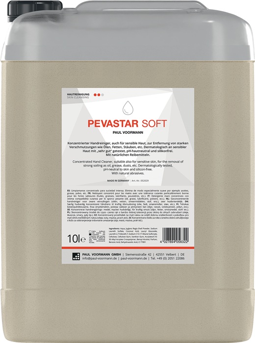 PAUL VOORMANN 052029 Handreinigung PEVASTAR SOFT 10 l silikon- und lösemittelfre