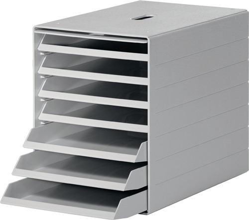 DURABLE 1712001050 Schubladenbox  7 Schubladen m. versenkbarer Frontklappe grau