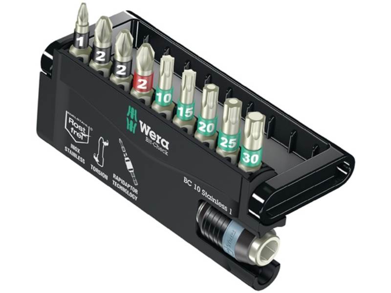 WERA 5071110001 Edelstahlbitsortiment BC 10 Stainless 1 10-teilig PH/PZD/TX/Schn