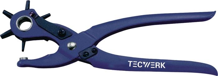 TECWERK 2000810612 Revolverlochzange Gesamt-L.240mm 2/2,5/3/3,5/4 u.5mm blau pul