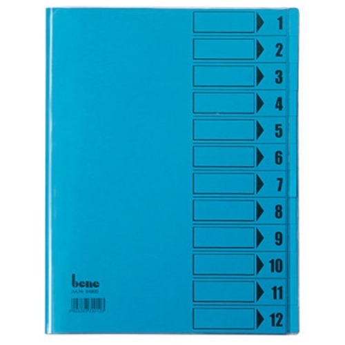 Bene Ordnungsmappe 084800BL DIN A4 12Fächer PVC blau