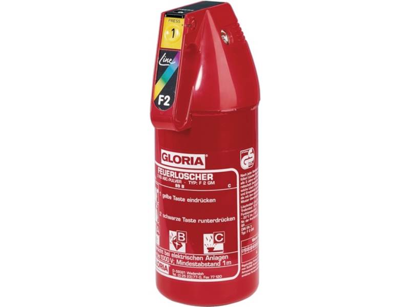 GLORIA 001873.0000 KFZ-Pulverfeuerlöscher  2 kg mit Dauerdruck Brandklasse A 13