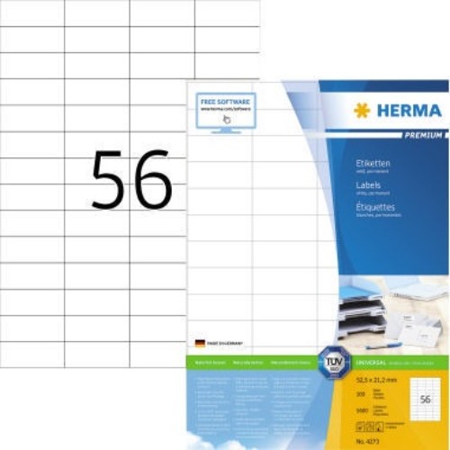 HERMA Etikett Premium 4273 52,5x21,2mm weiß 5.600 St./Pack.