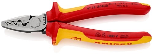 KNIPEX 97 78 180 Aderendhülsenzange  Gesamtlänge 180 mm 0,25 - 16,0 (AWG 23 - 5)