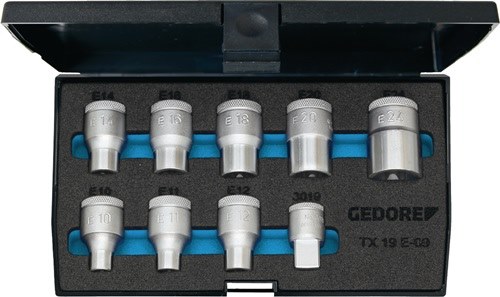 GEDORE 6265970 Steckschlüssel-Satz TX 19 E-09 9-teilig 1/2 '' E10 - E24