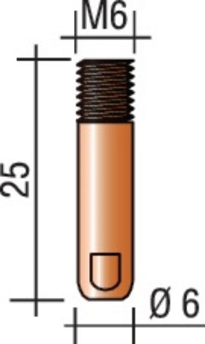 TRAFIMET MD0008-10 Stromdüse  Draht-D. 1 mm M 6 Länge 25 mm E-Cu