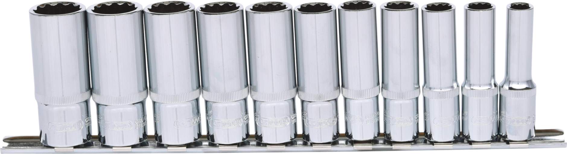 KS Tools 918.0602 3/8'' CHROMEplus 12-kant-Stecknuss-Satz, lang, 11-tlg. 8-19mm