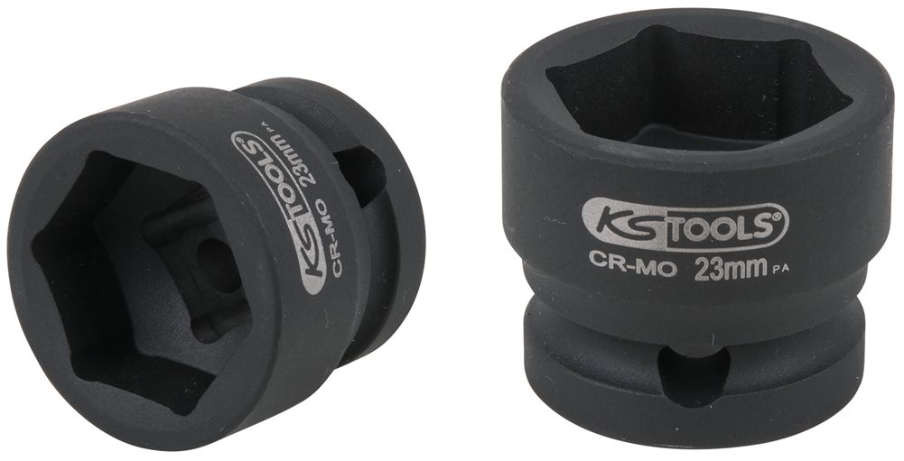 KS Tools 515.0072 1/2 Sechskant-Kraft-Stecknuss, extra kurz, 23,0 mm