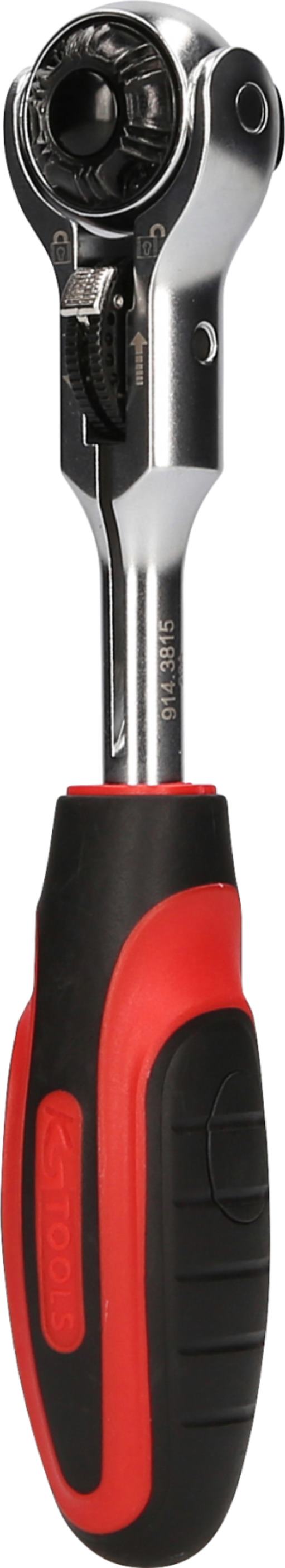 KS-Tools 914.3815 3/8'' MODIFIX Mini-T-Griff-Schwenkkopf-Knarre, 72 Zahn, 0°+90°