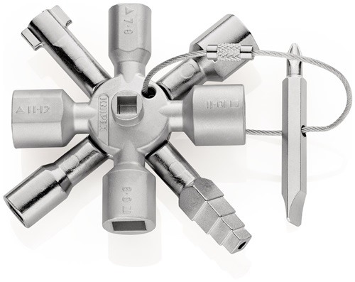 KNIPEX 00 11 01 Schaltschrankschlüssel TwinKey® 6 Funktionen mit Magnet Verbindu