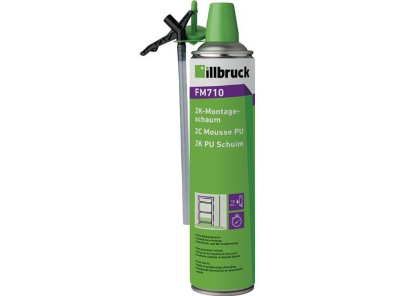 ILLBRUCK 334882 2K-Montageschaum FM710 400 ml B2 grün mit Einweghandschuhen