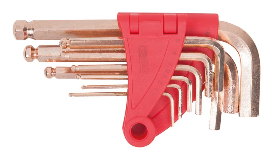 KS Tools 963.1518 BRONZEplus Innensechskant-Winkelstiftschlüssel-Satz, 9-tlg.Kug