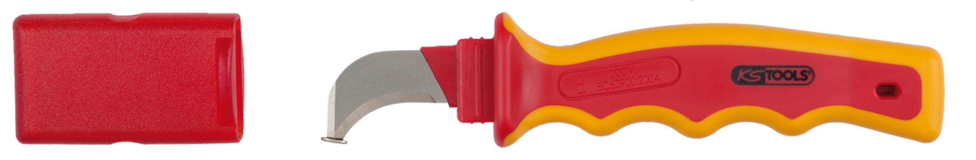 KS Tools 117.1331 Kabelmesser mit Schutzisolierung und Hakenklinge, 200mm