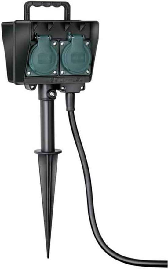 Brennenstuhl 1154450 Gartensteckdose mit Erdspiess 4-Fach 10m Kabel H07RN-F3G1,5