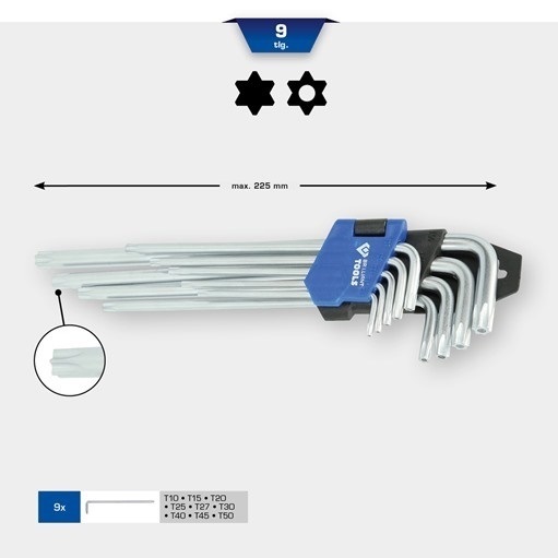 Brilliant Tools  BT044019 Winkelstiftschlüssel-Satz, 9-tlg., TX Profil