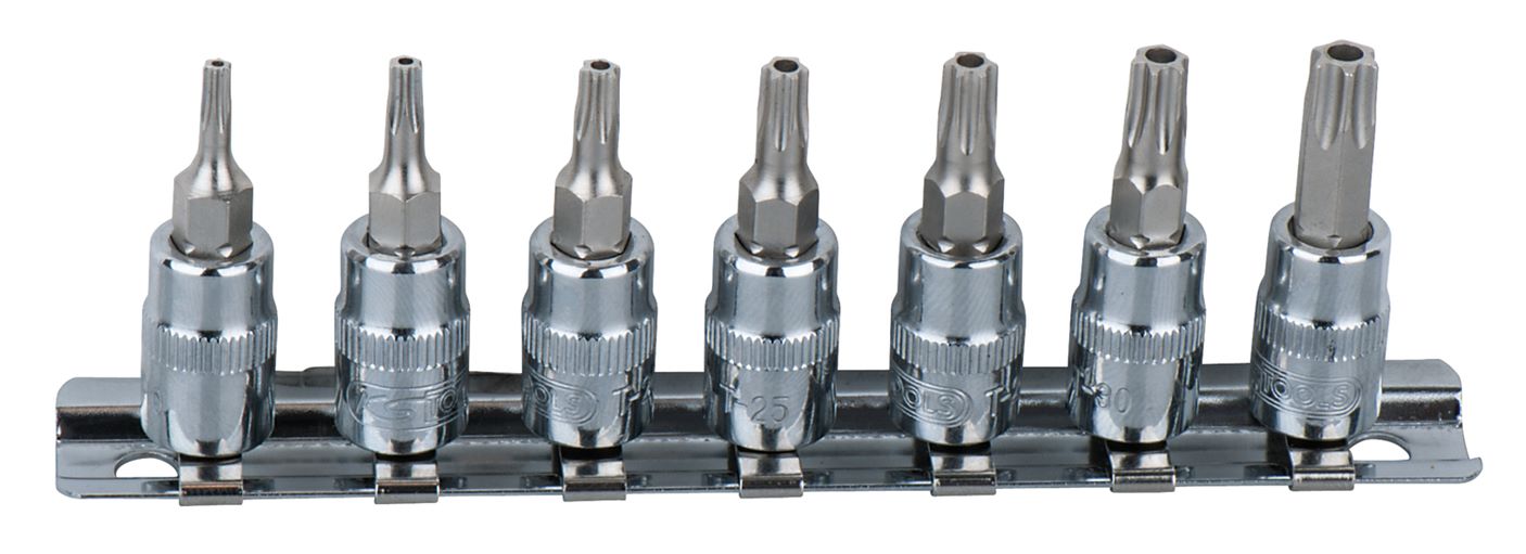 KS Tools 918.1460 1/4'' CHROMEplus Bit-Stecknuss-Satz Torx, Bohrung, 7-tlg. TB10