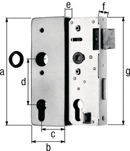 GAH 413354 Schlosskasten  DIN links / rechts Maß A170xB60xC40 mm Maß E 30 mm Dor