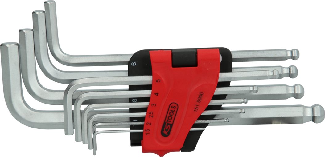 KS Tools 151.5000 Kugelkopf-Innensechskant-Winkelstiftschlüssel-Satz, lang, 10-t