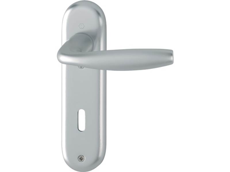 HOPPE 3273063 Kurzschildgarnitur New York 1810/273KP Aluminium F1 OB abgerundet