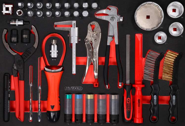 KS-Tools 811.0043 Öl- / und Reifendienst-Satz in Schaumstoffeinlage, 43-tlg
