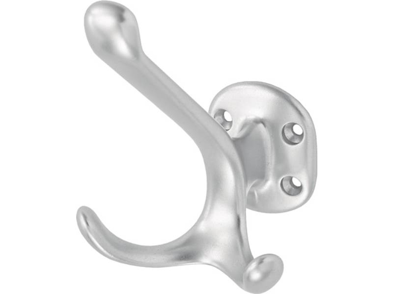 HERMETA 0028-01E Huthaken 0028 zweifach Ausladung 90 mm Aluminium silberfarbig e