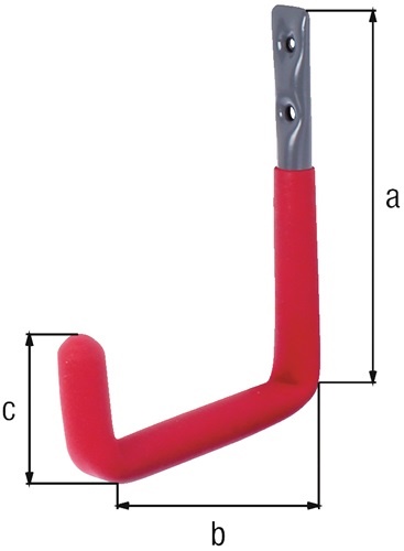 GAH 802158 Wandhaken U-Form Rotgummi Ausladung 83 mm Stahl roh verzinkt Höhe 120