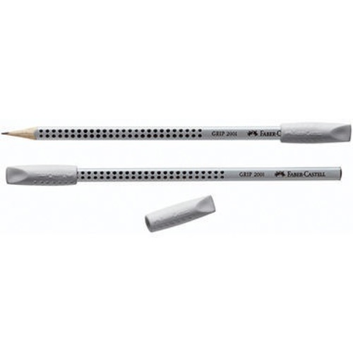 Faber-Castell Radierer Eraser CAP GRIP 2001 grau/weiß 2 St./Pack.