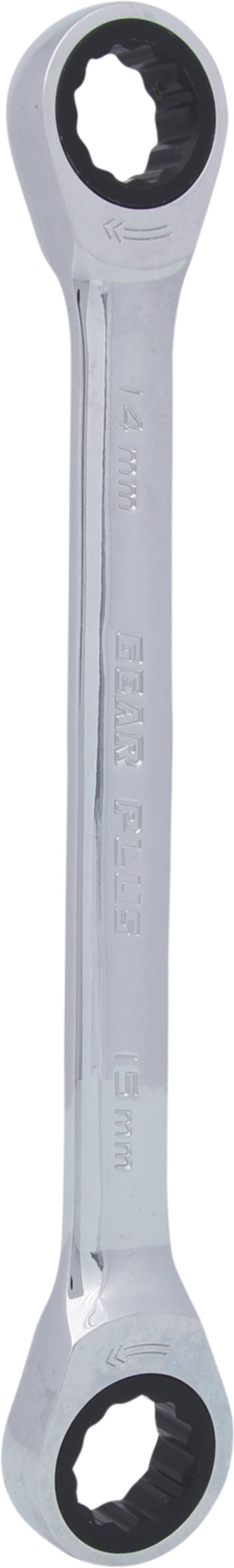 KS Tools 503.4505 GEARplus Doppel-Ratschenringschlüssel, 14x15mm