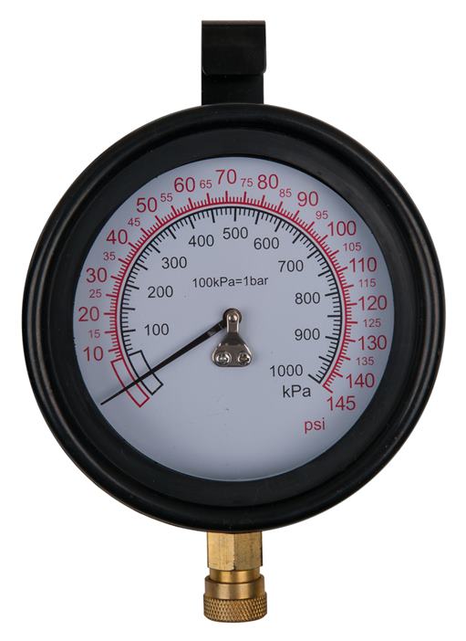 KS Tools 150.2326 Manometer Ø 100,0 mm, 0 - 10 bar mit 1/4'' Schnellkupplung