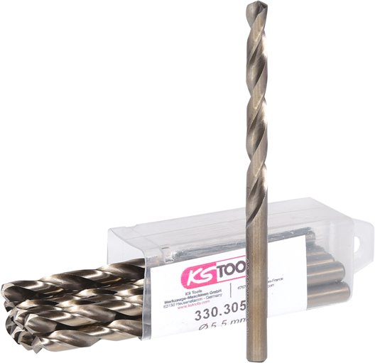 KS Tools 330.3055 HSS-G Co 5 Spiralbohrer, 5,5mm, 10er Pck