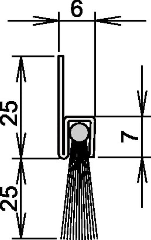 ATHMER 4-310-025-1250 Bürstentürdichtung Ferrobros FA 25-6 Länge 1250 mm Breite