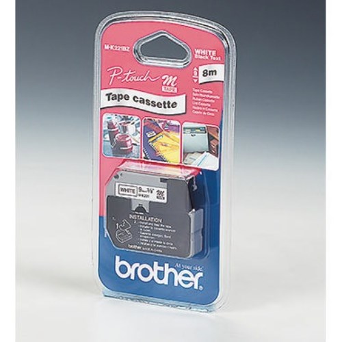 P-touch Schriftbandkassette MK221BZ 9mmx8m unlaminiert sw auf ws