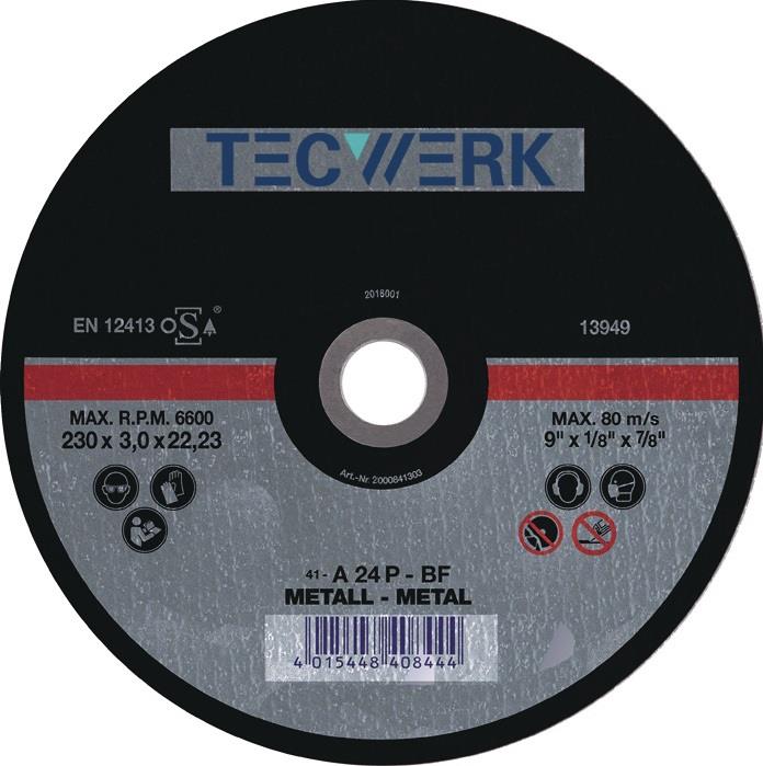 TECWERK 2000840000 Trennscheibe D115x1mm ger.STA Bohr.22,23mm TECWERK 2000840000