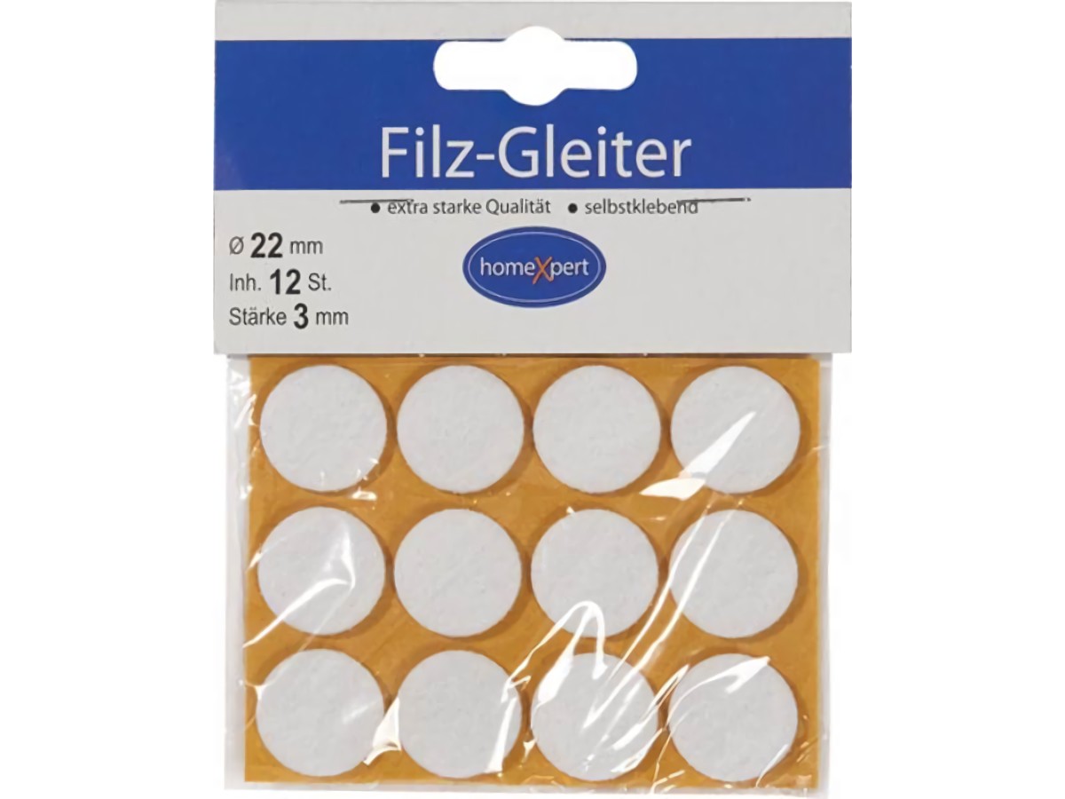 522201 Filzgleiter  22 mm Filz weiß selbstklebend