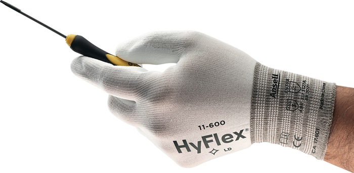 ANSELL 11-600-9 Handschuhe HyFlex 11-600 Gr.9 weiß Nylon mit Polyurethan EN 3
