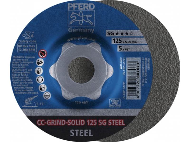 PFERD TOOLS 64185125 Schleifscheibe CC-GRIND-SOLID SG STEEL D125xSmm gekröpft St