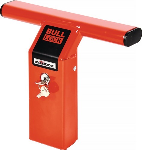 Laderaumsicherung Bull-Lock 2 Stahl,pulv.L410xB100xH260mm G.4,7kg rot MATADOR Schloss aus pulverbeschichtetem Stahl · verhindert unerlaubtes Öffnen der Heckklappe oder Hecktüre · kann während der Fahrt auf der Anhängerkupplung verbleiben · inklusive Schlo