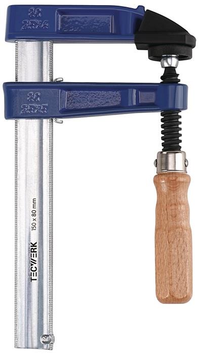 TECWERK 2000831333 Temperguss-Schraubzwinge Spann-W.200mm A.100mm Holzgr.27x7mm