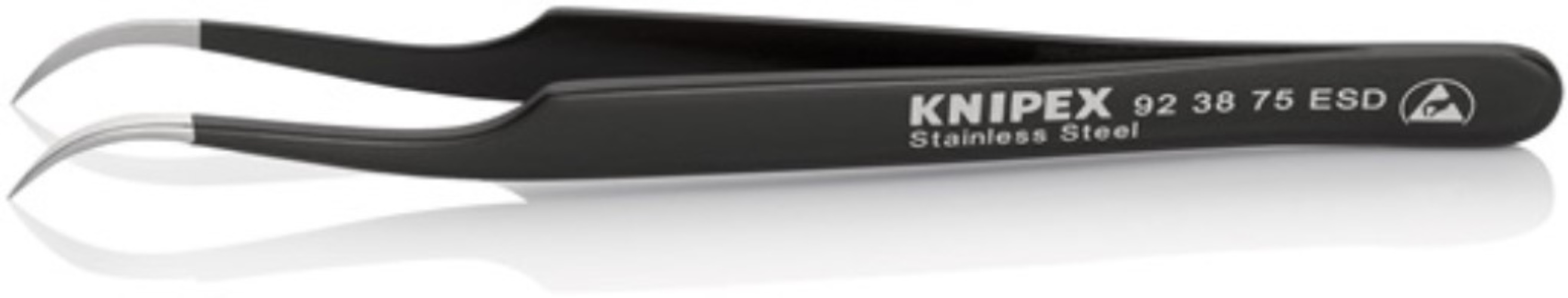 KNIPEX 92 38 75 ESD Präzisionspinzette  Länge 120 mm 45° gewinkelt sichelform ro