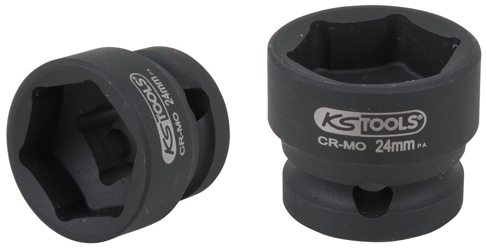 KS Tools 515.0073 1/2 Sechskant-Kraft-Stecknuss, extra kurz, 24,0 mm