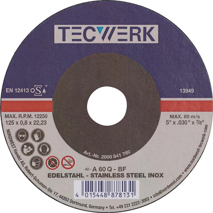 TECWERK 2000841780 Trennscheibe D125x0,8mm gekr.INOX Bohr.22,23mm TECWERK 200084