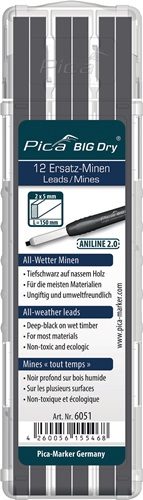 PICA 6051 Minen-Set Pica BIG-Dry 12x graphit/schwarz nasses Holz