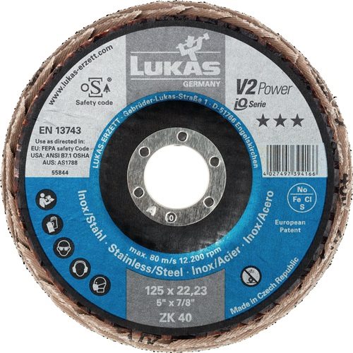 LUKAS A27441250401465A Fächerscheibe V2 POWER ZK Ø 125 mm Körnung 40 flach Stahl