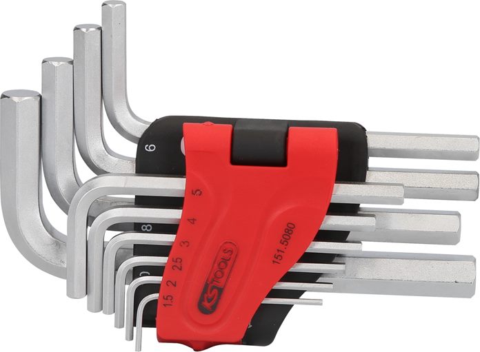 KS Tools 151.5080 Innensechskant-Winkelstiftschlüssel-Satz, im Klapphalter,10-tl