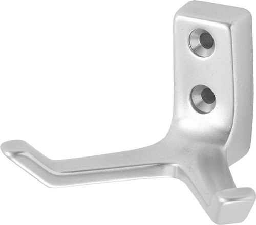 HERMETA 0033-01E Mantelhaken 0033 zweifach Ausladung 55 mm Aluminium silberfarbi