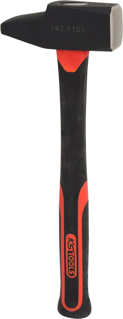 KS Tools 142.1151 Schlosserhammer, Fiberglasstiel, französische Form, 1500g