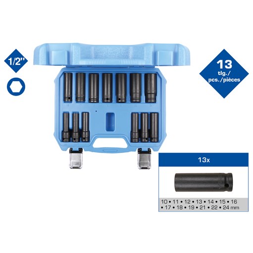 Brilliant Tools  BT022625 1/2'' Kraft-Stecknuss-Satz, Sechskant, 13-tlg, lang, 1